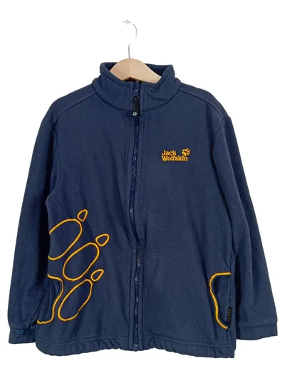 Jack Wolfskin Fleecejacke Kinder Gr. 140 Blau Outdoor Pfoten-Stickerei