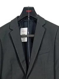HUGO BOSS Herren Anzug Gr. 46 Grau Wolle Business Sakko Hose 3