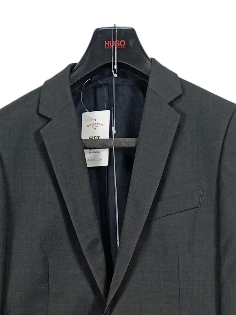HUGO BOSS Herren Anzug Gr. 46 Grau Wolle Business Sakko Hose 3