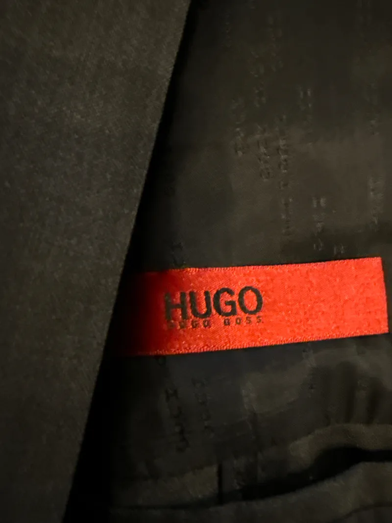 HUGO BOSS Herren Anzug Gr. 46 Grau Wolle Business Sakko Hose 5
