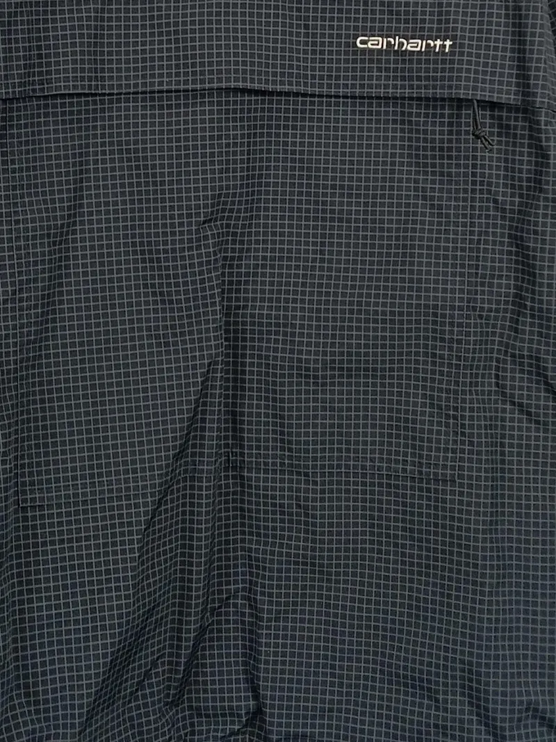 Carhartt Herren Anorak Windjacke Gr. S Grau Kariert Kapuze Nylon 3