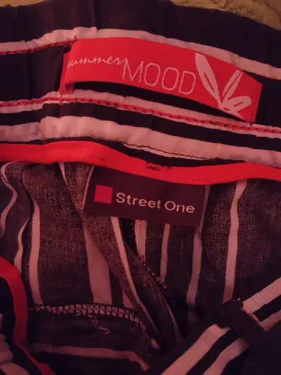 Street One Stoffhose Damen Gr. 34 Grün Weiß Gestreift Viskose
