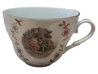 KAHLA Tasse mit Bildmotiv Vintage Porzellan Weiß