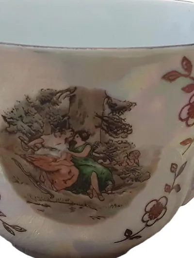 KAHLA Tasse mit Bildmotiv Vintage Porzellan Weiß