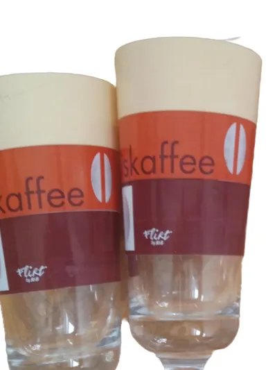 Flirt Latte Macchiato Glas Set 4x Schriftzug Transparent 20cm Höhe