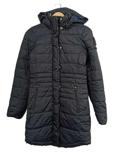 Gaastra Steppmantel Damen Gr. XS/34 Schwarz Kapuze Wintermantel