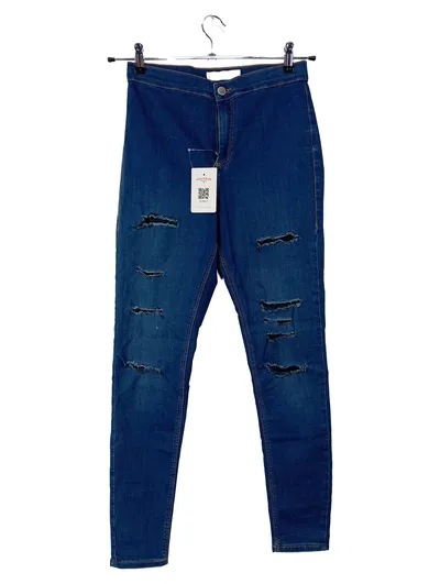 Topshop Moto Joni Damen Skinny Jeans W30/L32 Destroyed Look Blau