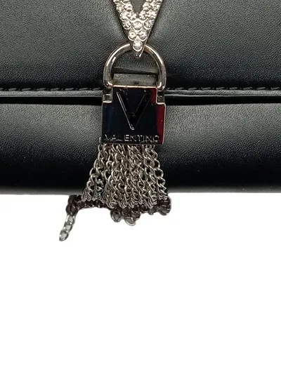 Valentino Damen Clutch Divina Schwarz Strass V-Logo Quaste Elegant