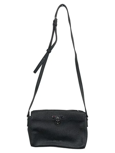 Calvin Klein Damen Umhängetasche Crossbody Bag Schwarz Leder