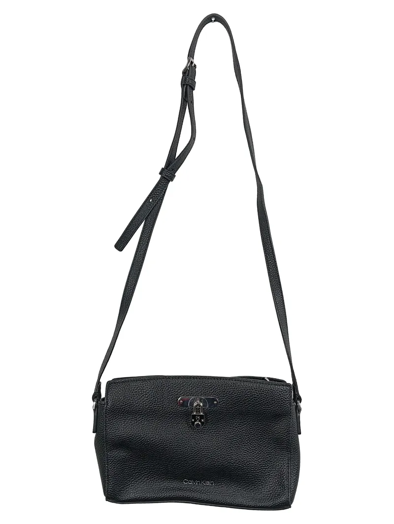 Calvin Klein Damen Umhängetasche Crossbody Bag Schwarz Leder 1
