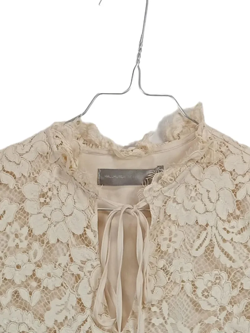 HALLHUBER Damen Spitzenbluse Langarm Gr. 34/XS Beige Floral Romantisch 3