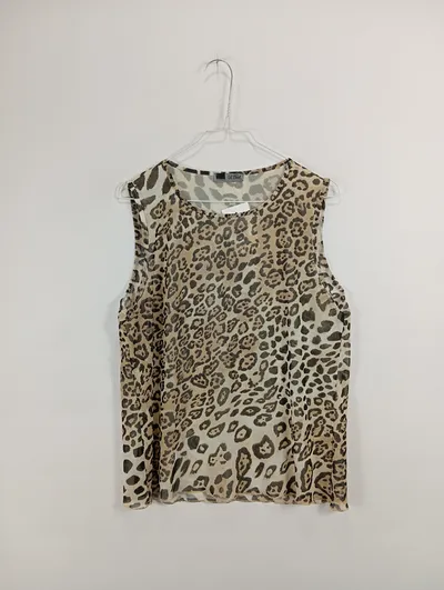 Gil Bret Damen Top Ärmellos Animal Print Beige Gr. 40 L Freizeit