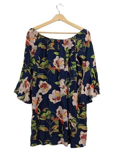 Apricot Damen Bluse Off-Shoulder Blumenmuster Blau Gr. M