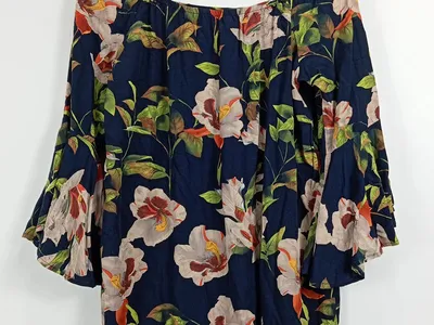 Apricot Damen Bluse Off-Shoulder Blumenmuster Blau Gr. M