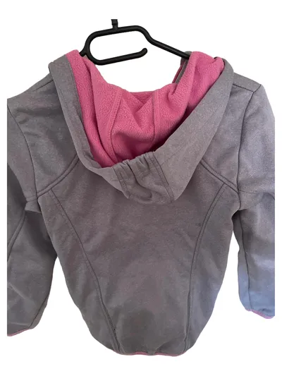 Crivit Mädchen Softshelljacke Gr. 146/152 Grau Pink Kapuze Fleece