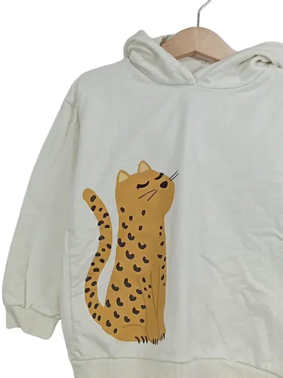 MANGO Kids Kapuzenpullover Leopard Print Gr. 110 Beige Hoodie