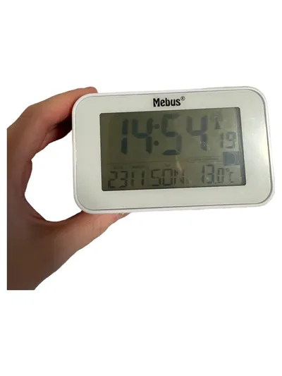 Mebus YJ5040 Digitaler Funkwecker Weiß mit Temperaturanzeige Datum