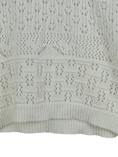 ONLY Damen Pullunder Strickweste Rüschen Lochmuster Zopfstrick Weiß Gr. 34 XS