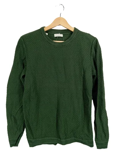Selected Homme Pullover Herren Gr. 46/S Grün Strukturstrick Rundhals Casual