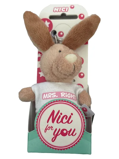 NICI Plüsch Schlüsselanhänger Hase Mrs. Right Beige Charm 15 cm Kinder