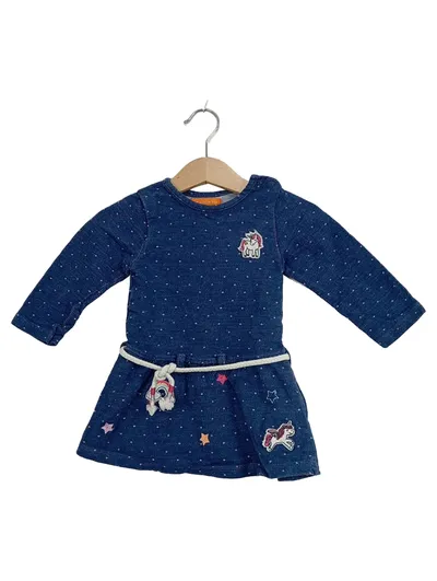STACCATO Baby Kleid Gr. 68 Blau Einhorn Punkte Mädchen Freizeitkleid