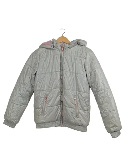Esprit Kinder Winterjacke Mädchen Grau Kapuze Gesteppt Gr. 140