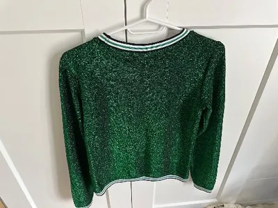 Groggy Damen Pullover Gr. 32 XXS Grün Glitzer Metallic Streifen JBC Casual