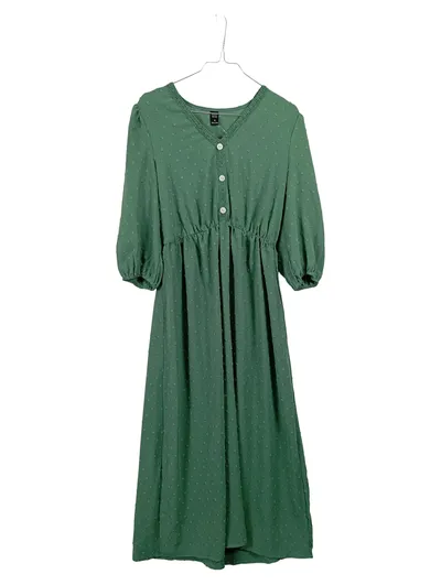 EMERY ROSE Damen Blusenkleid Gr. M Grün Dobby-Stoff V-Ausschnitt