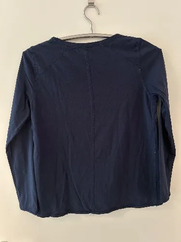 Esprit Damen Langarmshirt Blau Gr. M Basic Baumwolle Rundhals