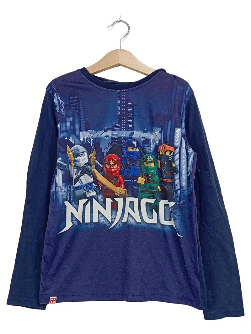 LEGO Ninjago Langarmshirt Kinder Gr. 128 Blau Ninja Print 1
