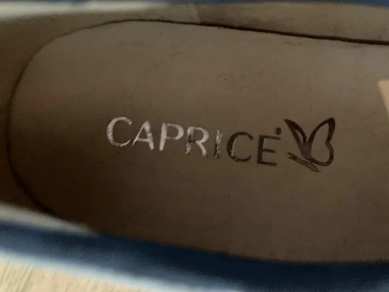 CAPRICE Damen Mokassins Slipper Bootsschuhe Blau Leder Keilabsatz Gr. 41 3