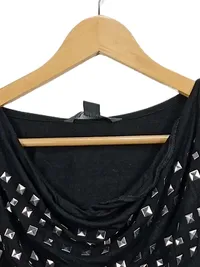 Armani Exchange Damen Top Nieten Schwarz Wasserfallausschnitt Gr. XS 4