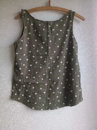 Jean Pascale Damen Top Tanktop Gr. S Oliv Kleeblatt Baumwolle