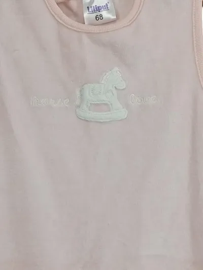Liliput Strampler Mädchen Gr. 68 Rosa Nicki Schaukelpferd Schlafanzug Baumwolle
