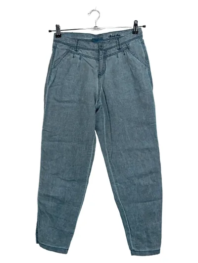 Street One Damen High Waist Hose Leinenhose Blau Gr. 32 XXS