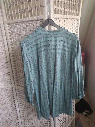 edc by Esprit Damen Bluse Blumenmuster Rüschen Petrol Gr. M/38