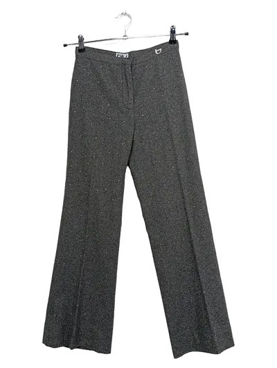 Byblos Blu Damen Anzughose Grau Meliert Strass Gr. 34 XS Wide Leg