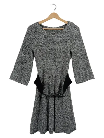 Style & Co. Strickkleid Zopfmuster Gürtel Grau Damen Gr. S 36
