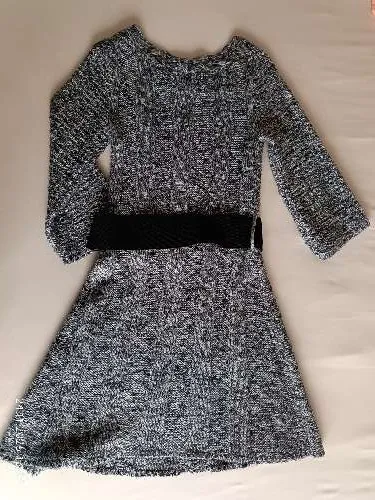 Style & Co. Strickkleid Zopfmuster Gürtel Grau Damen Gr. S 36