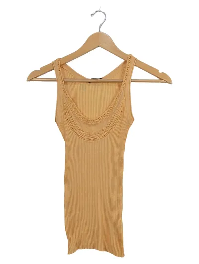 Armani Exchange Damen Top Rippstrick Seide Baumwolle Orange Gr. XS