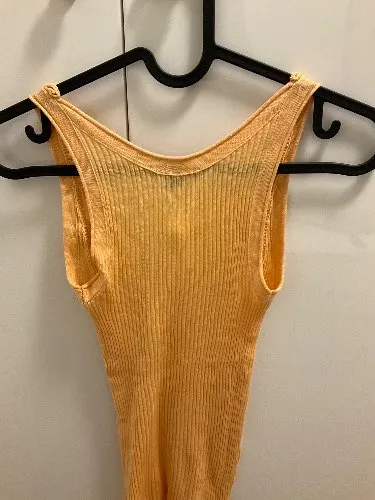 Armani Exchange Damen Top Rippstrick Seide Baumwolle Orange Gr. XS