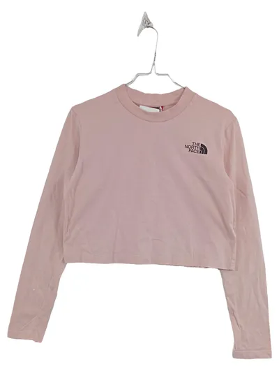 The North Face Damen Langarmshirt Cropped Top Logo Print Pink Gr. 34 XS Casual
