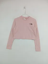 The North Face Damen Langarmshirt Cropped Top Logo Print Pink Gr. 34 XS Casual 2