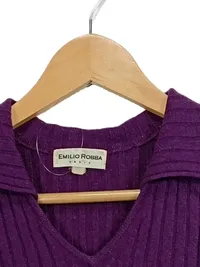 Emilio Robba Damen Stricktop Ärmellos Lila Gr. 38 Rippstrick V-Ausschnitt 5