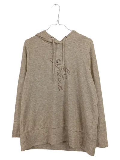 My Own Damen Kapuzenpullover Be Great Beige Gr. L Strass Hoodie