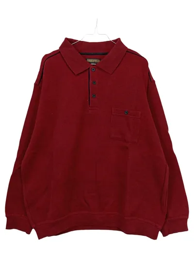 Greenfield Herren Polo Shirt Langarm Bordeaux Rot Gr. XL Baumwolle