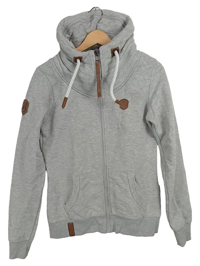 Naketano Damen Sweatjacke Hoodie Grau Meliert Gr. M Kapuze
