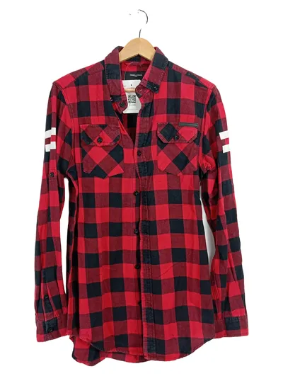 Criminal Damage Herren Karohemd Flanellhemd Rot Schwarz Gr. S Buffalo