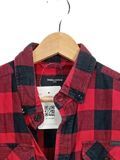 Criminal Damage Herren Karohemd Flanellhemd Rot Schwarz Gr. S Buffalo