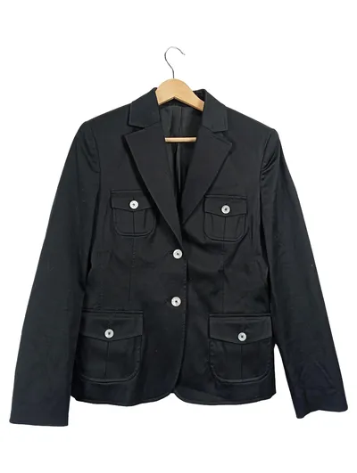 E. von Daniels Damen Blazer Schwarz Gr. 38 Baumwolle Business Jacke